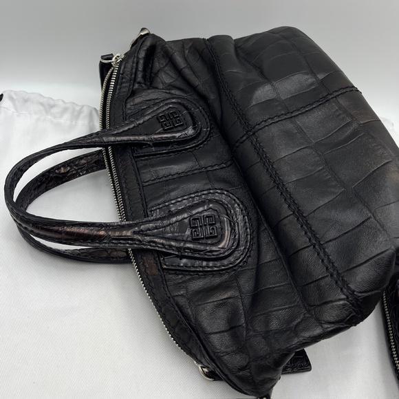 GIVENCHY Nightingale Calfskin Leather handbag Zipper bag Strap black brown HTF - Picture 3 of 12